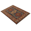 Kazak Rug Handmade Blue Medallion 2x4 ft