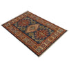 Kazak Rug Handmade Blue Medallion 2x4 ft