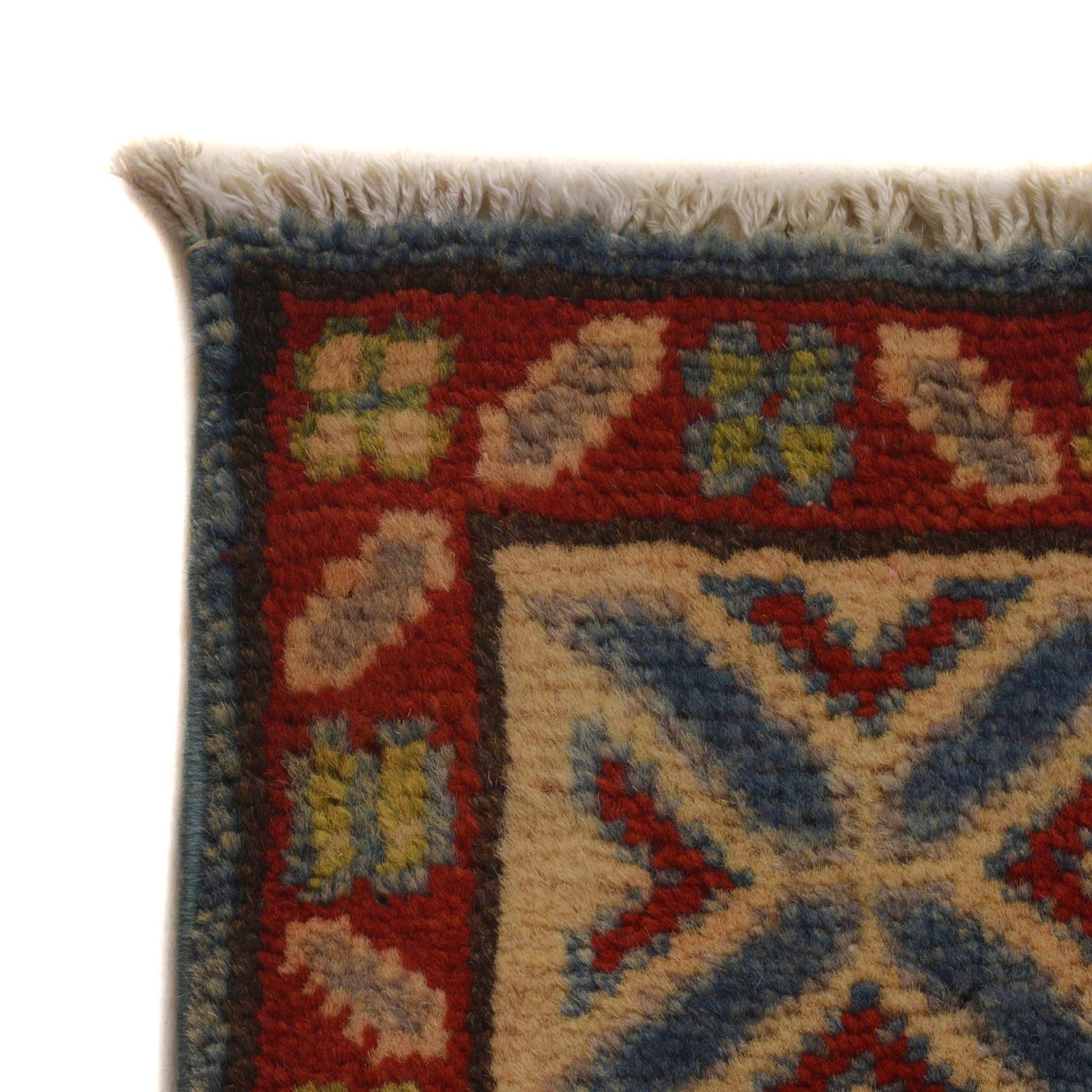 Kazak Rug Handmade Blue Medallion 2x4 ft