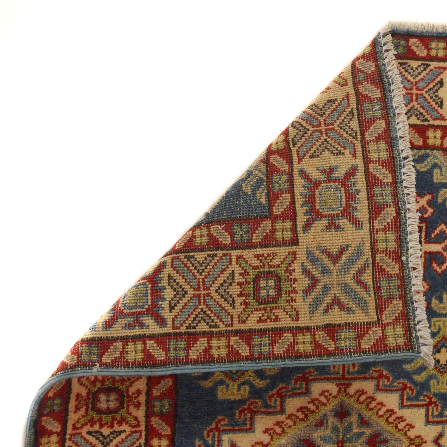 Kazak Rug Handmade Blue Medallion 2x4 ft