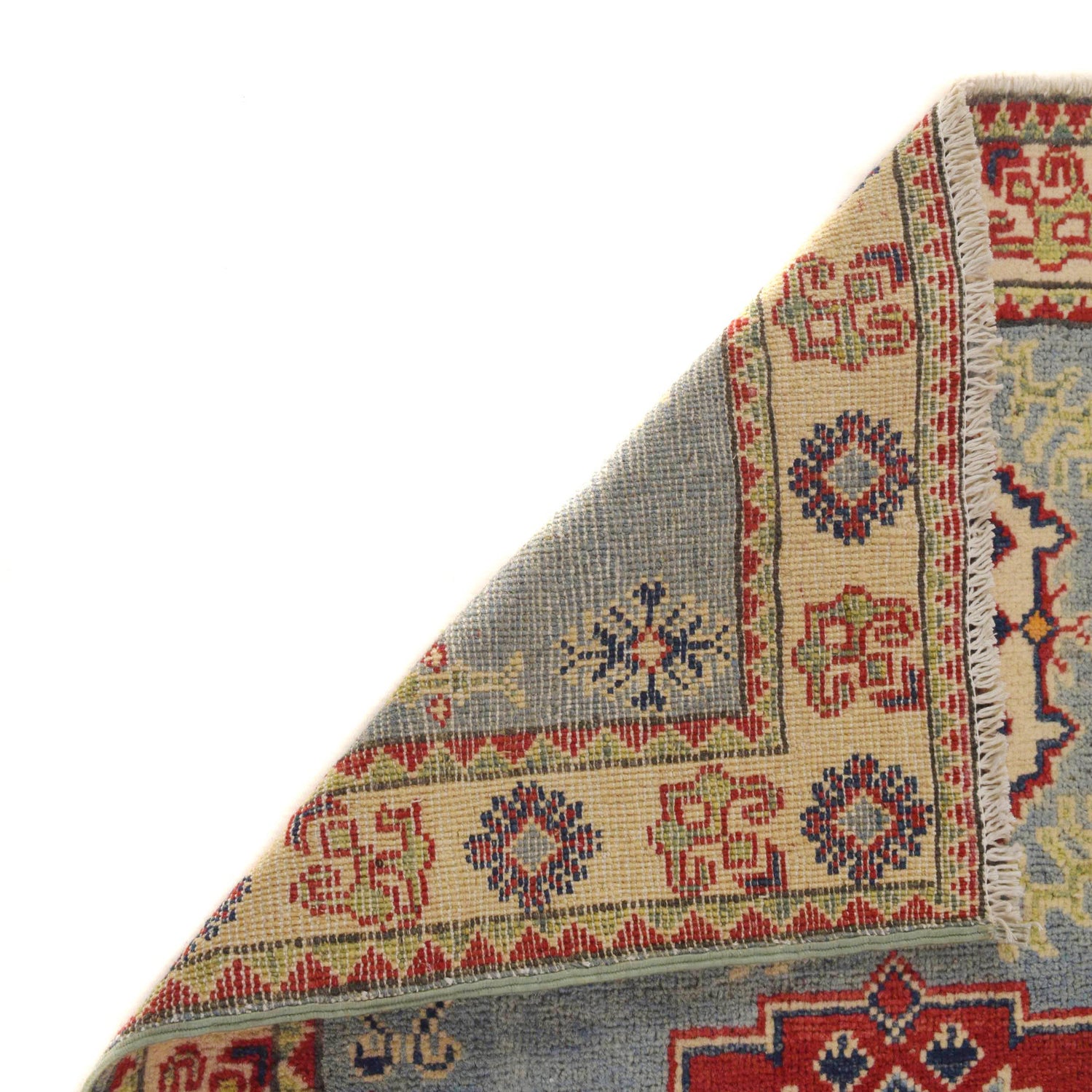 Kazak Rug Handmade Blue Medallion 2x4 ft