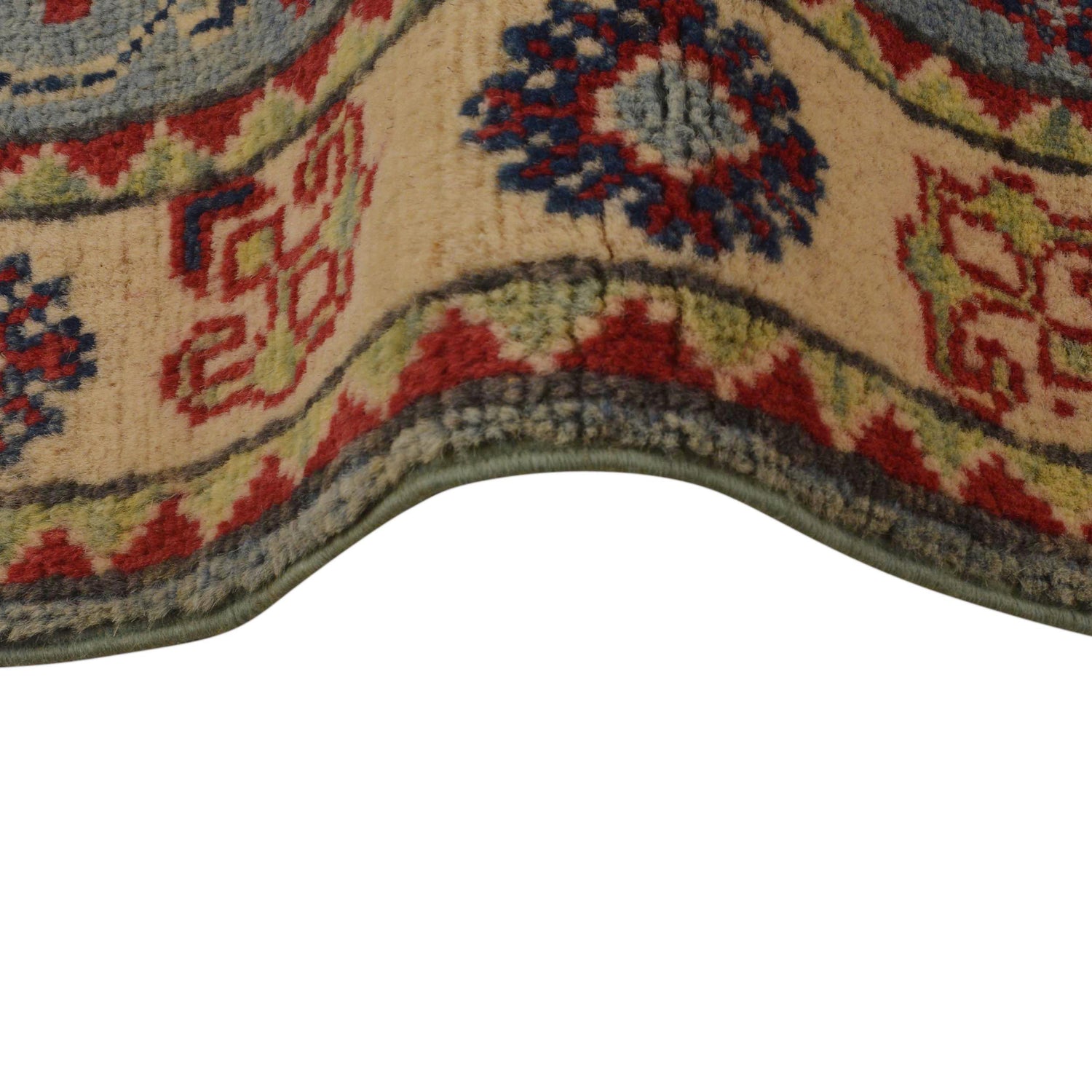 Kazak Rug Handmade Blue Medallion 2x4 ft