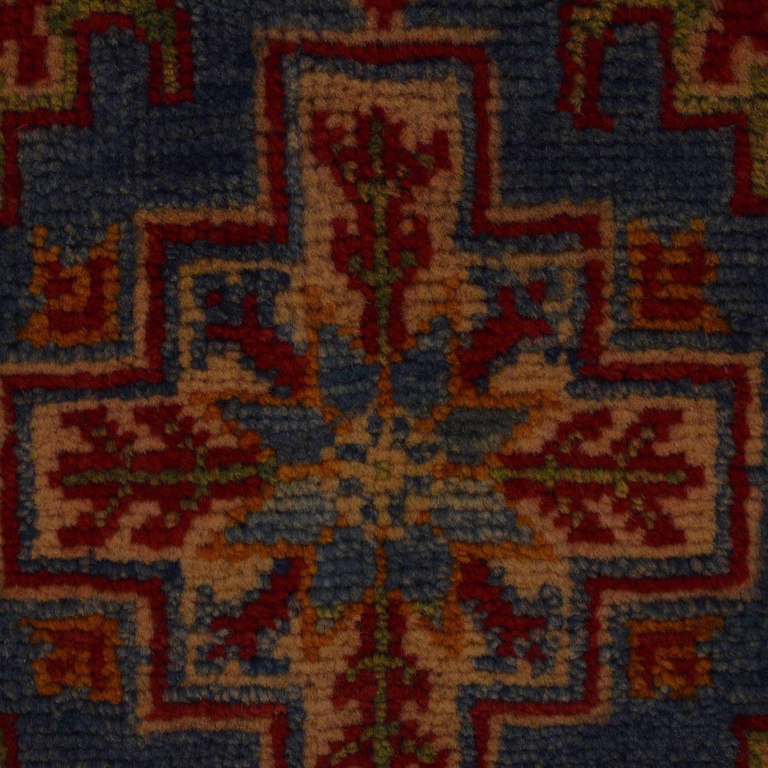 Kazak Rug Handmade Blue Medallion 2x4 ft