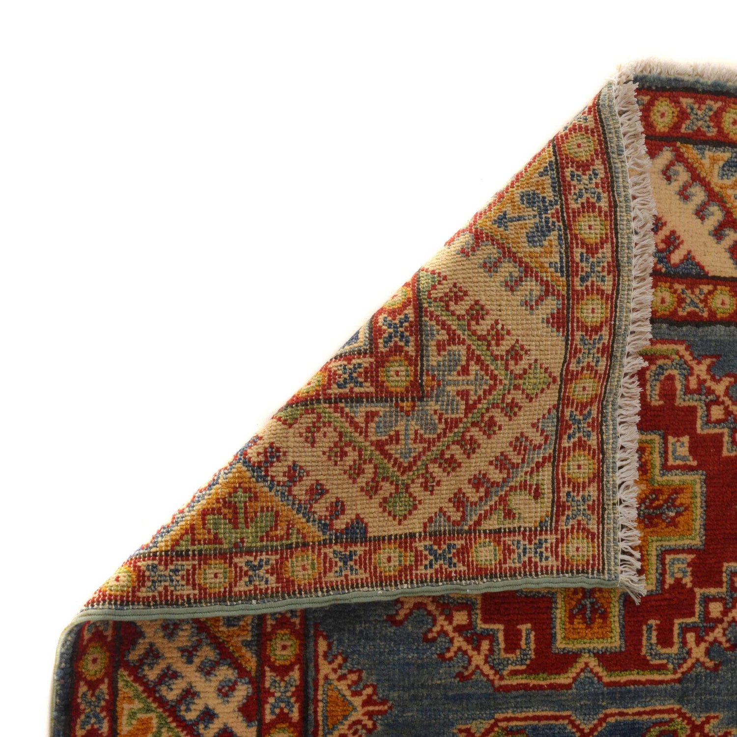 Kazak Rug Handmade Blue Medallion 2x4 ft