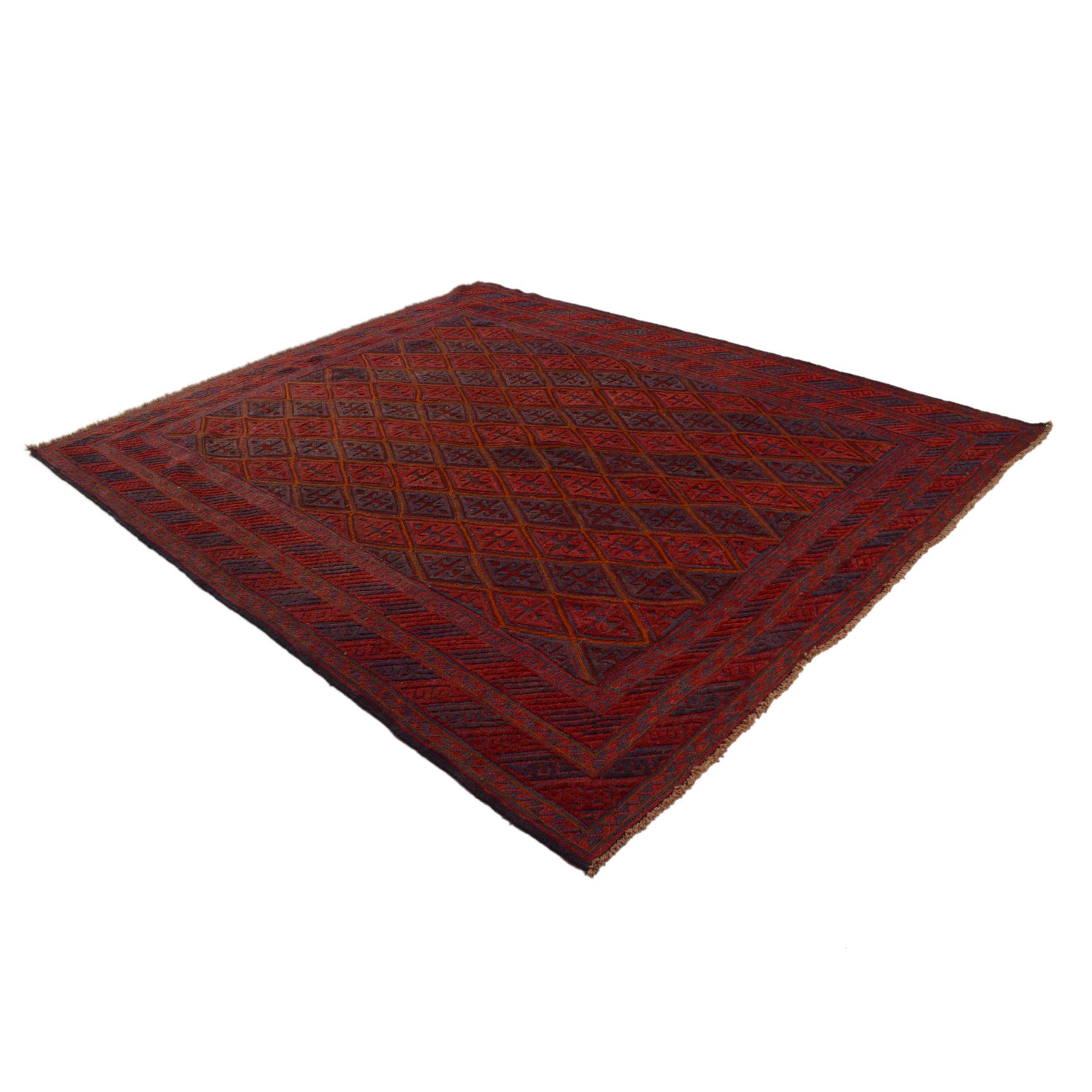 Mashwani Runner Rug Handmade Deep Red Geometric 6x9 ft