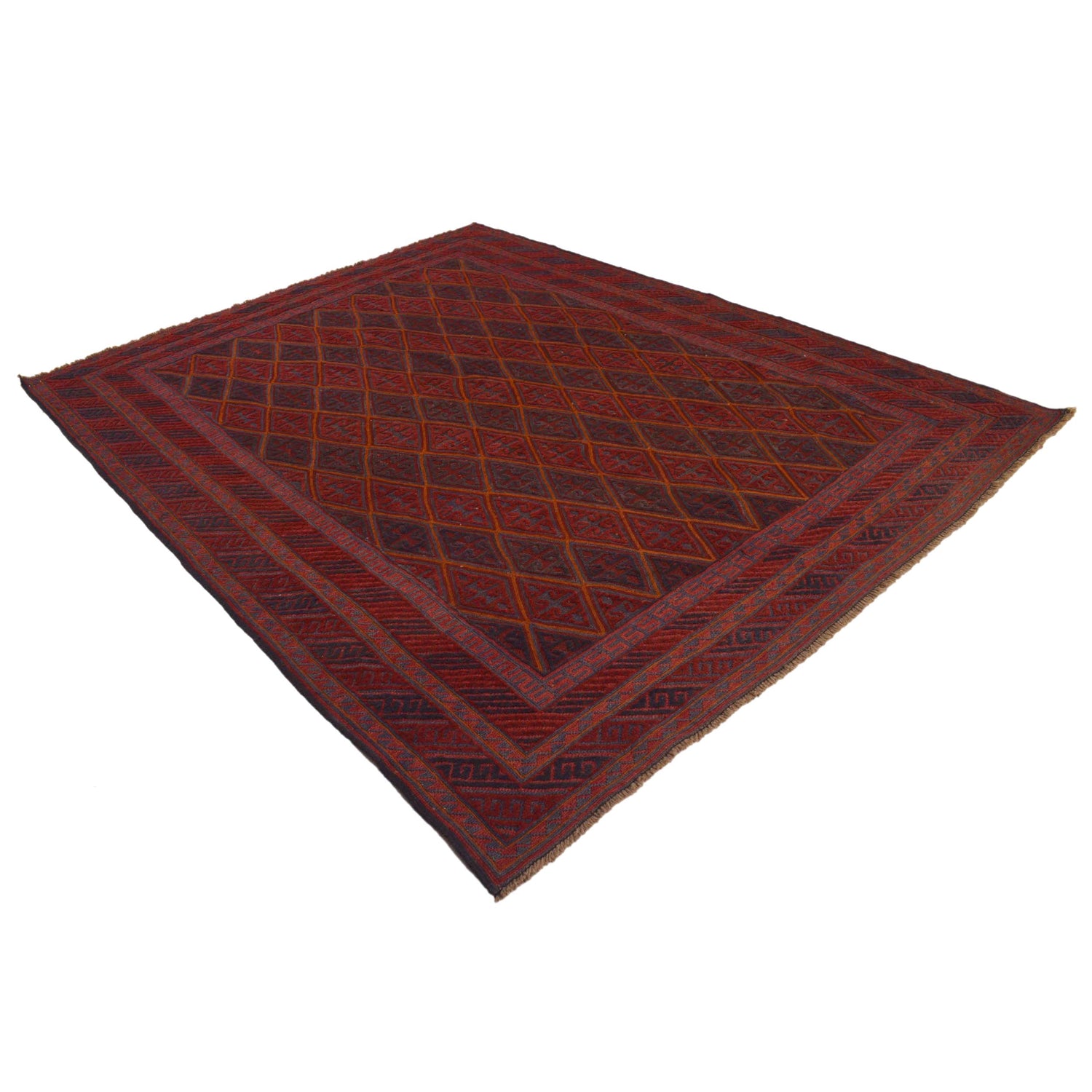 Mashwani Runner Rug Handmade Deep Red Geometric 6x9 ft