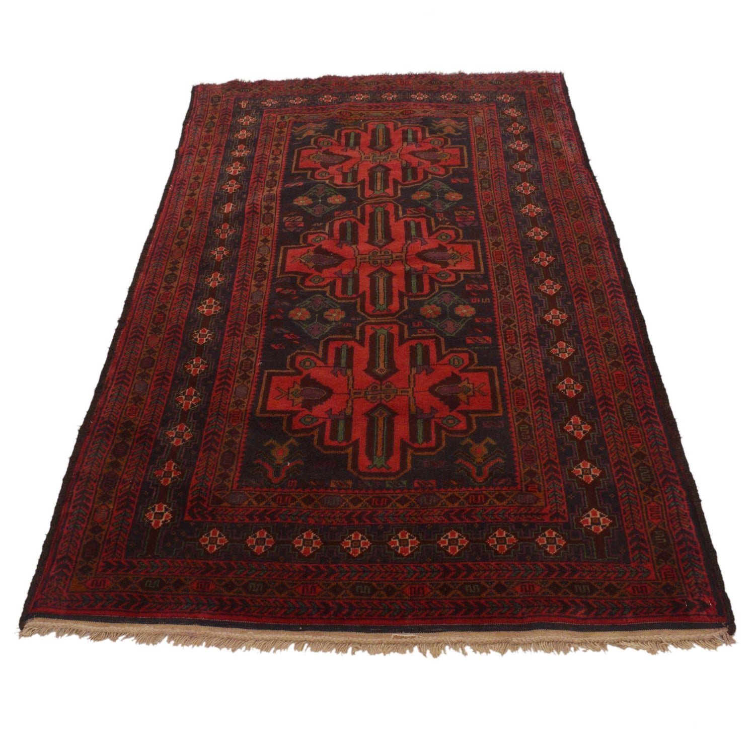 Baluchi Rug Handmade Multi Geometric 4x6 ft