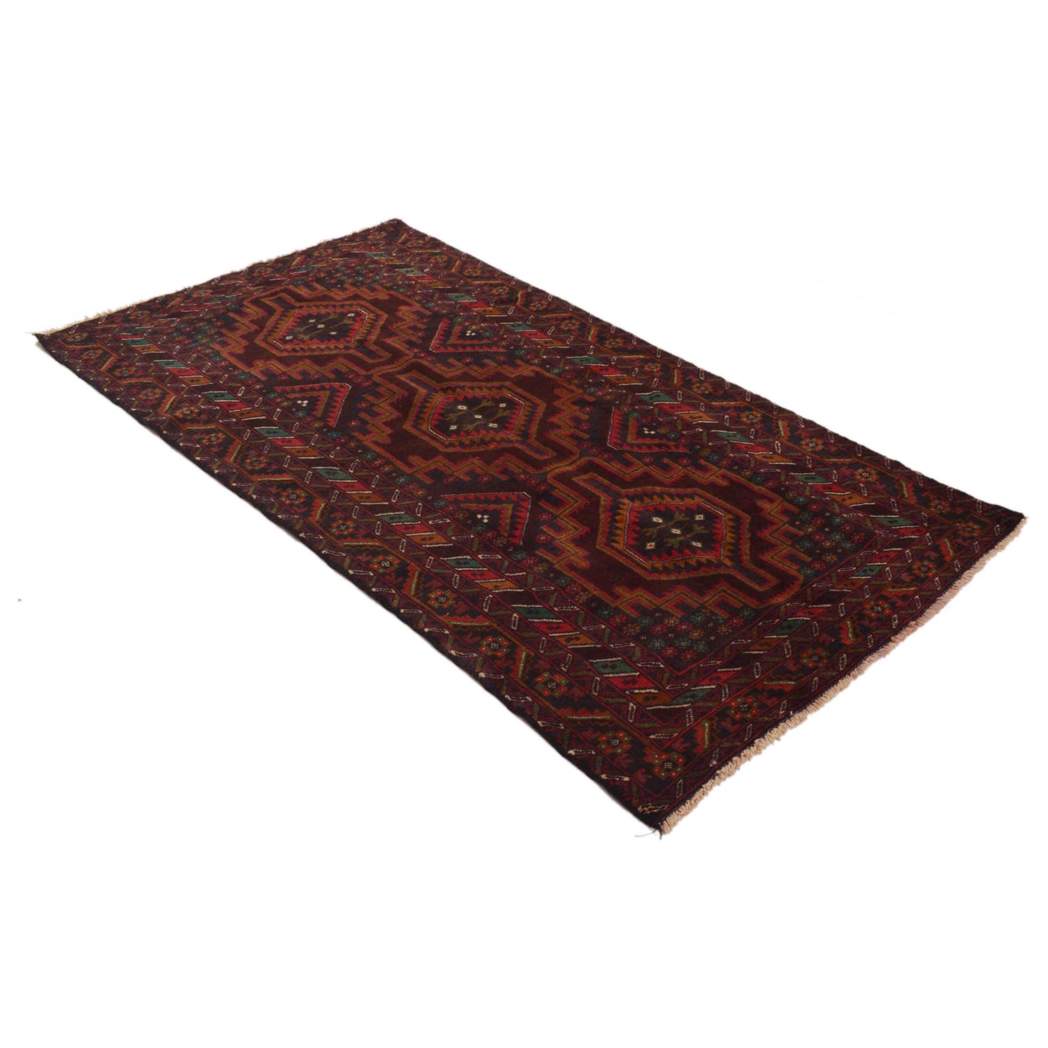 Baluchi Rug Handmade Multi Geometric 4x6 ft