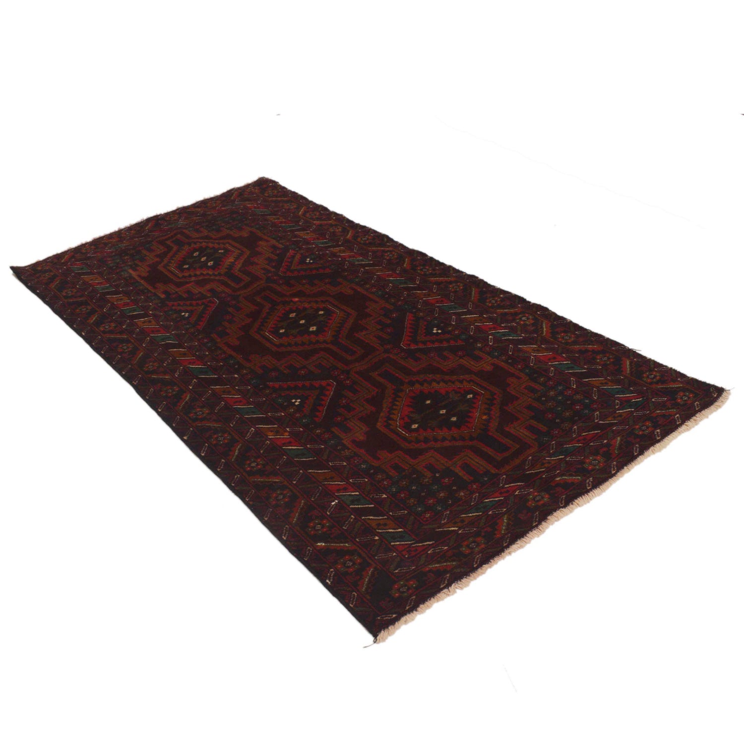 Baluchi Rug Handmade Multi Geometric 4x6 ft