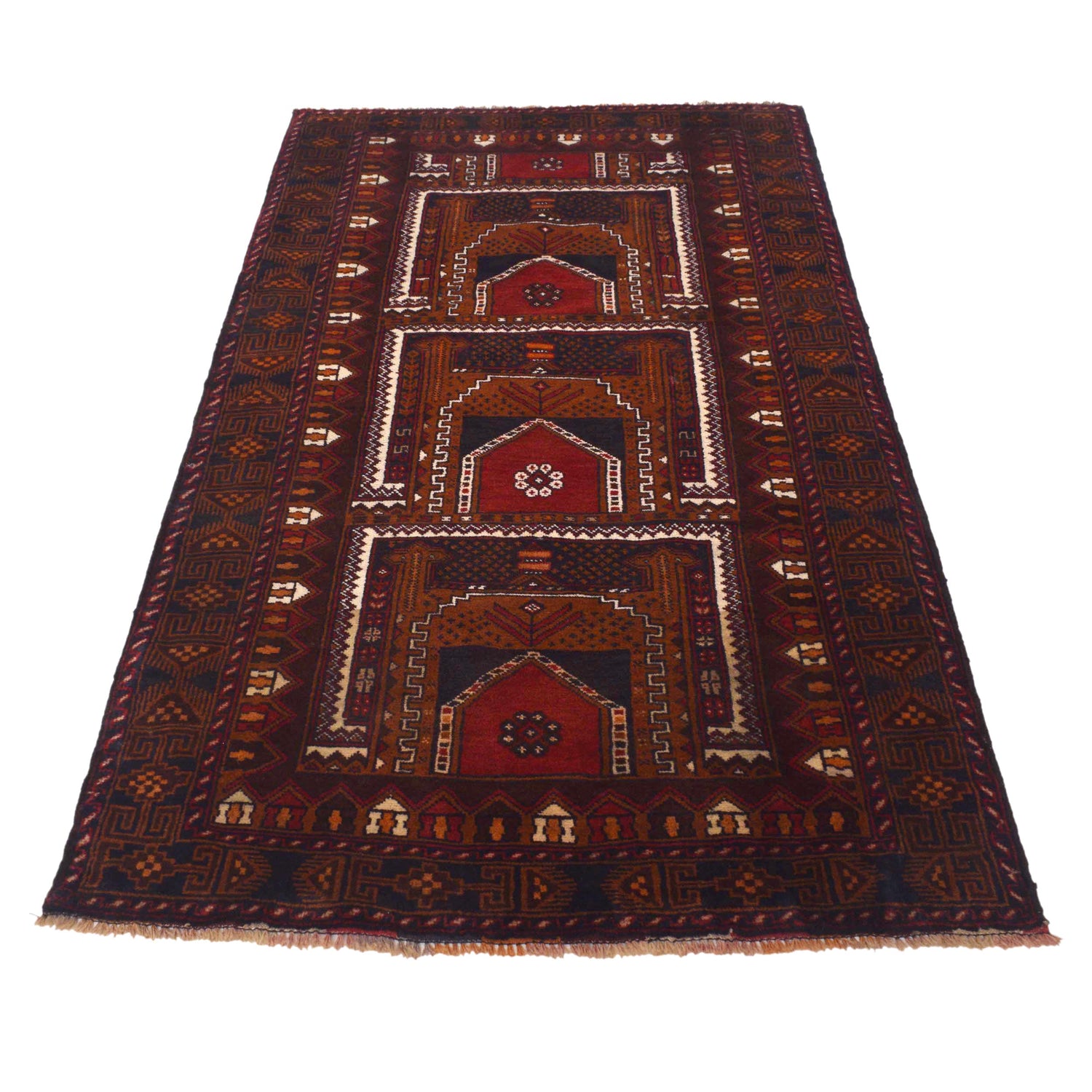 Baluchi Rug Handmade Multi Geometric 4x6 ft