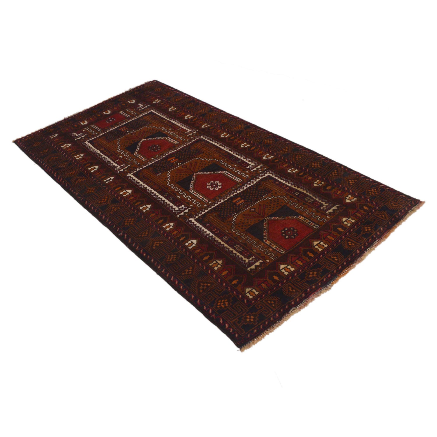 Baluchi Rug Handmade Multi Geometric 4x6 ft