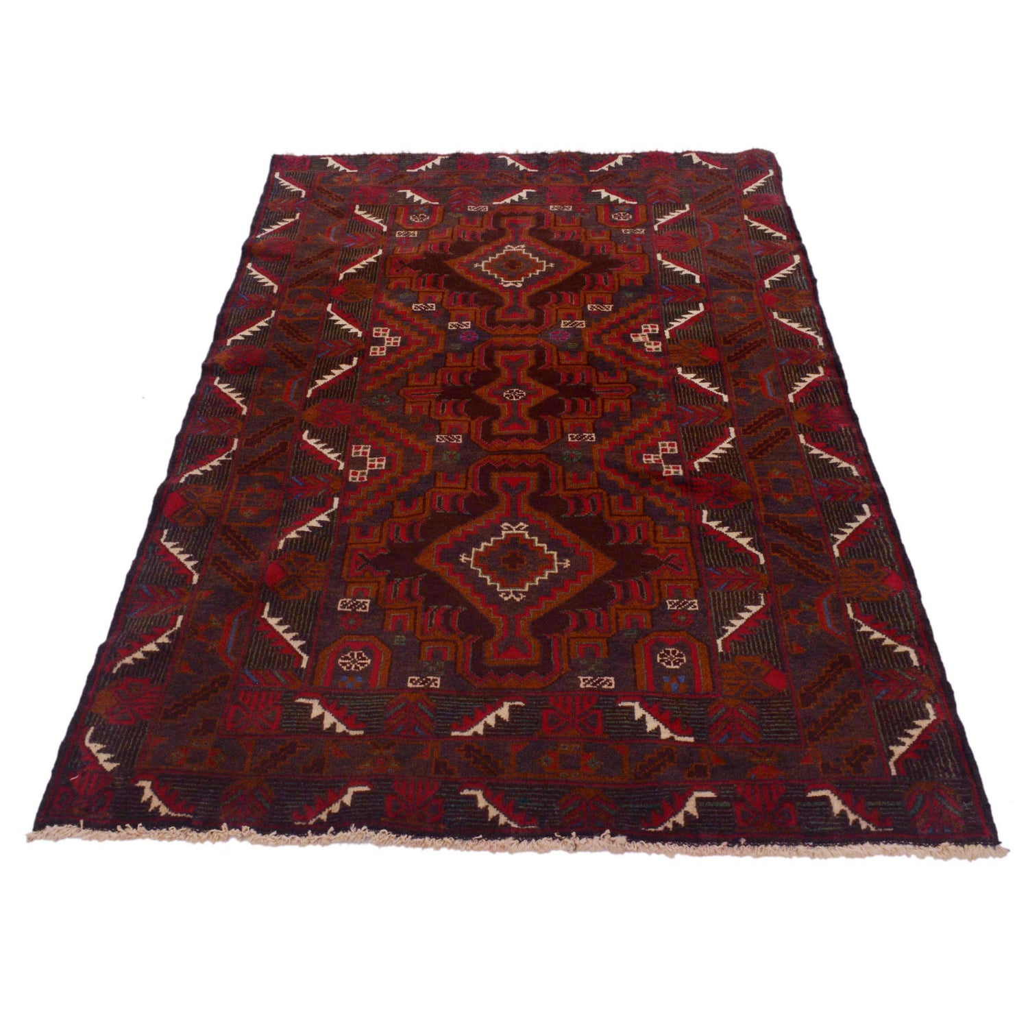 Baluchi Rug Handmade Multi Geometric 4x6 ft
