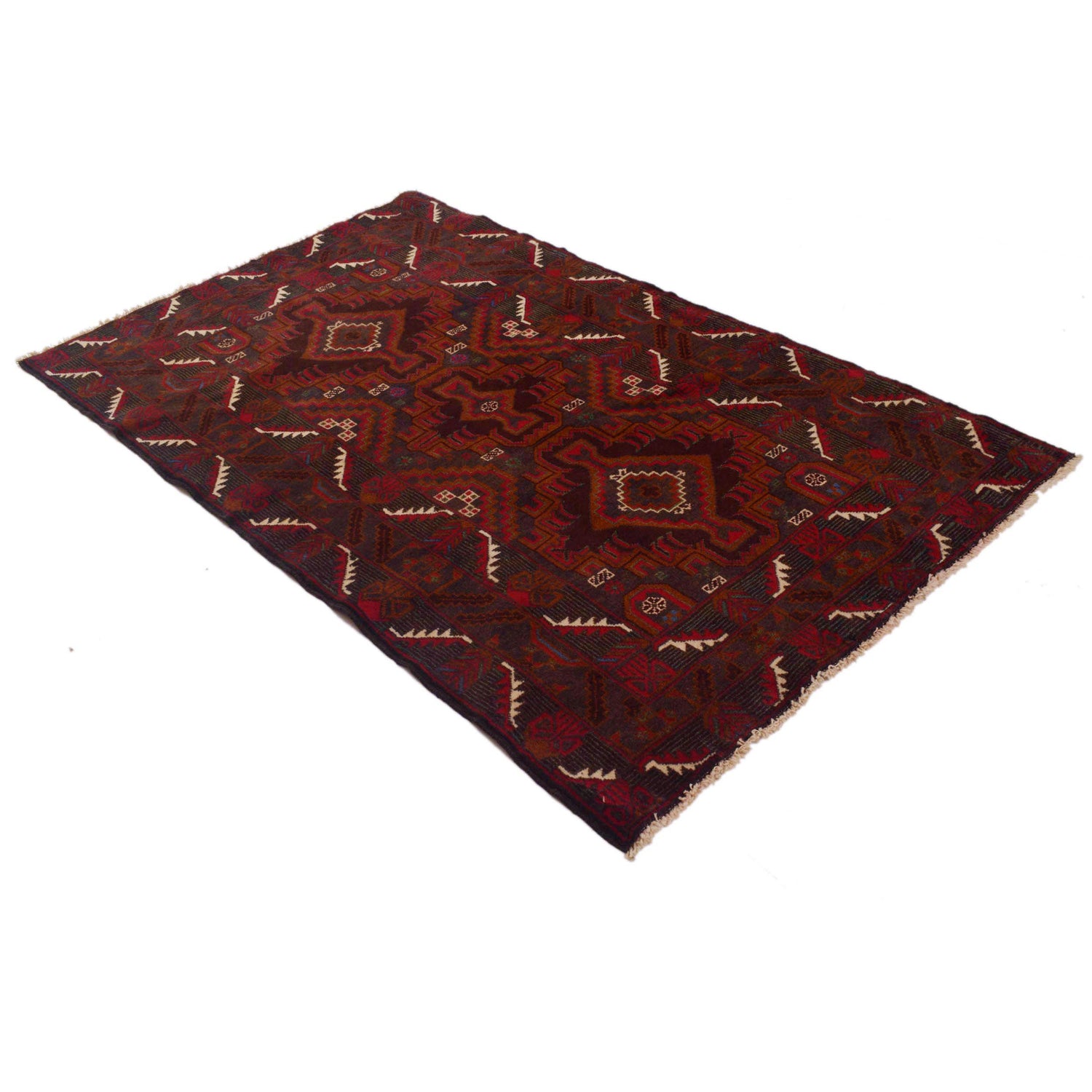 Baluchi Rug Handmade Multi Geometric 4x6 ft