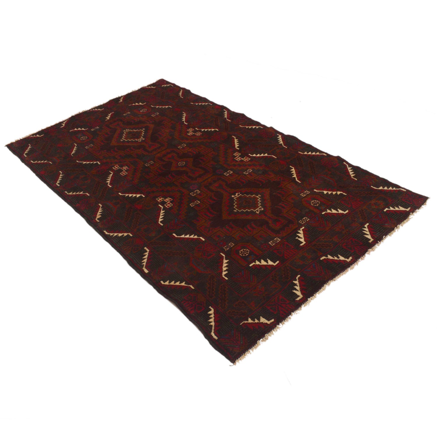 Baluchi Rug Handmade Multi Geometric 4x6 ft