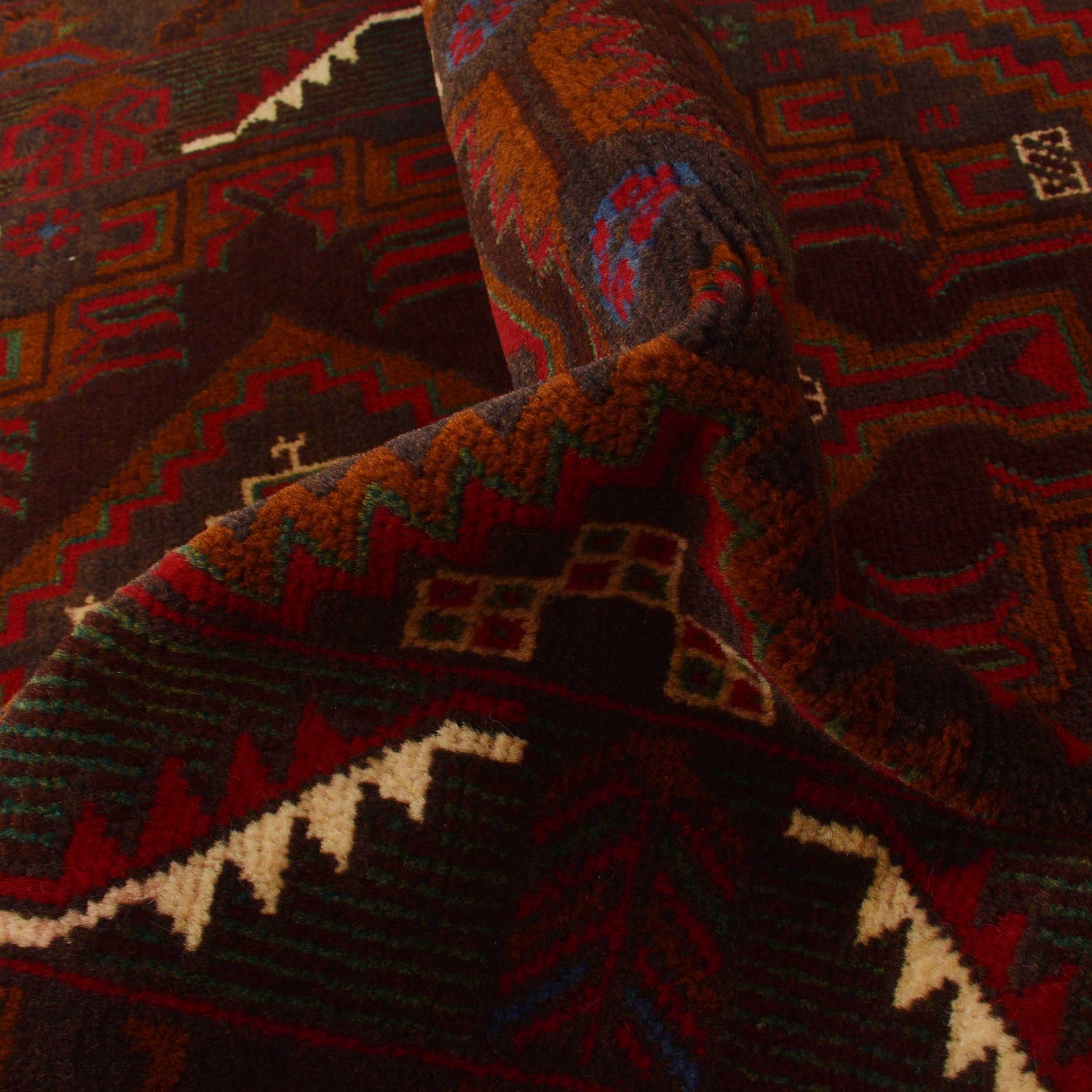 Baluchi Rug Handmade Multi Geometric 4x6 ft