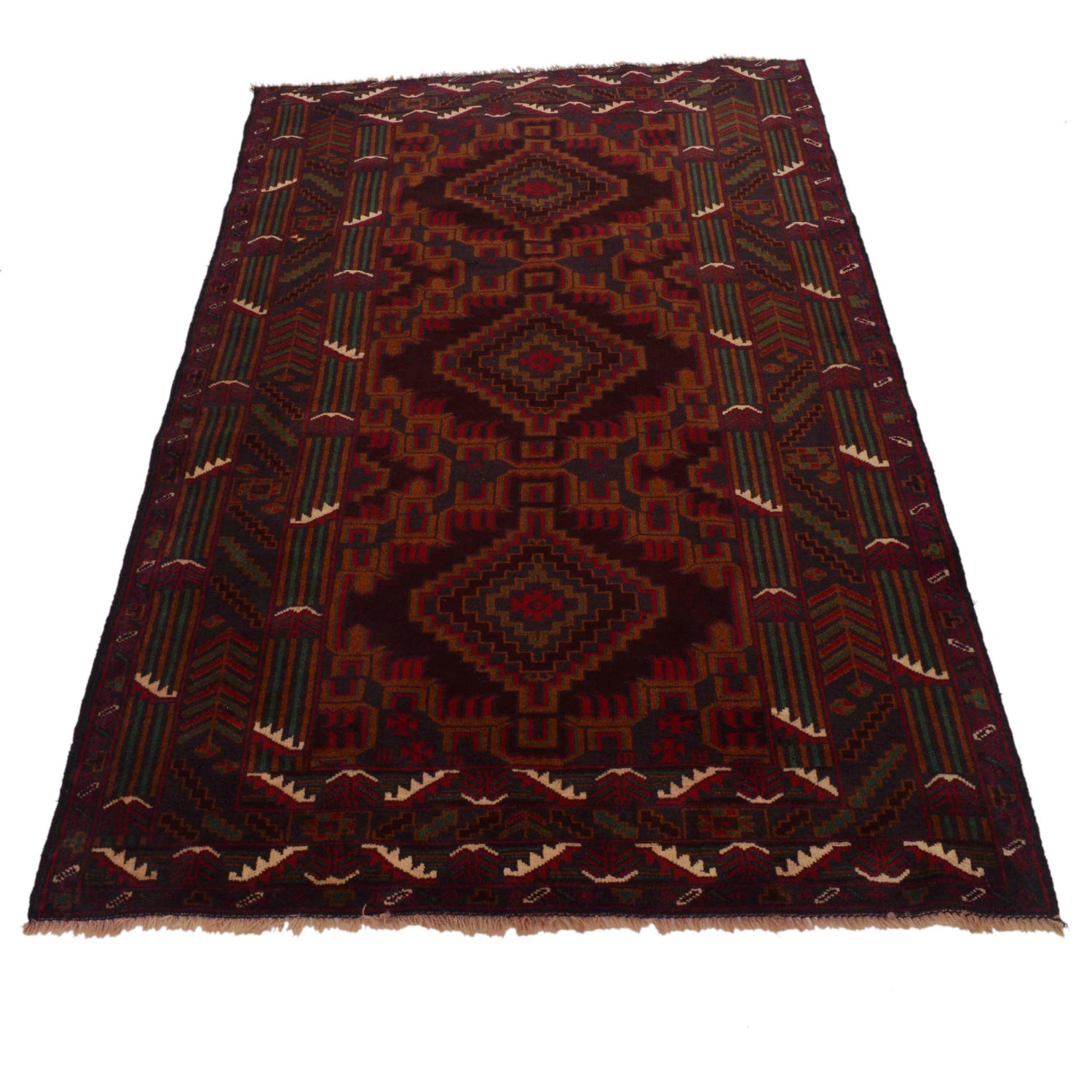 Baluchi Rug Handmade Multi Geometric 4x6 ft