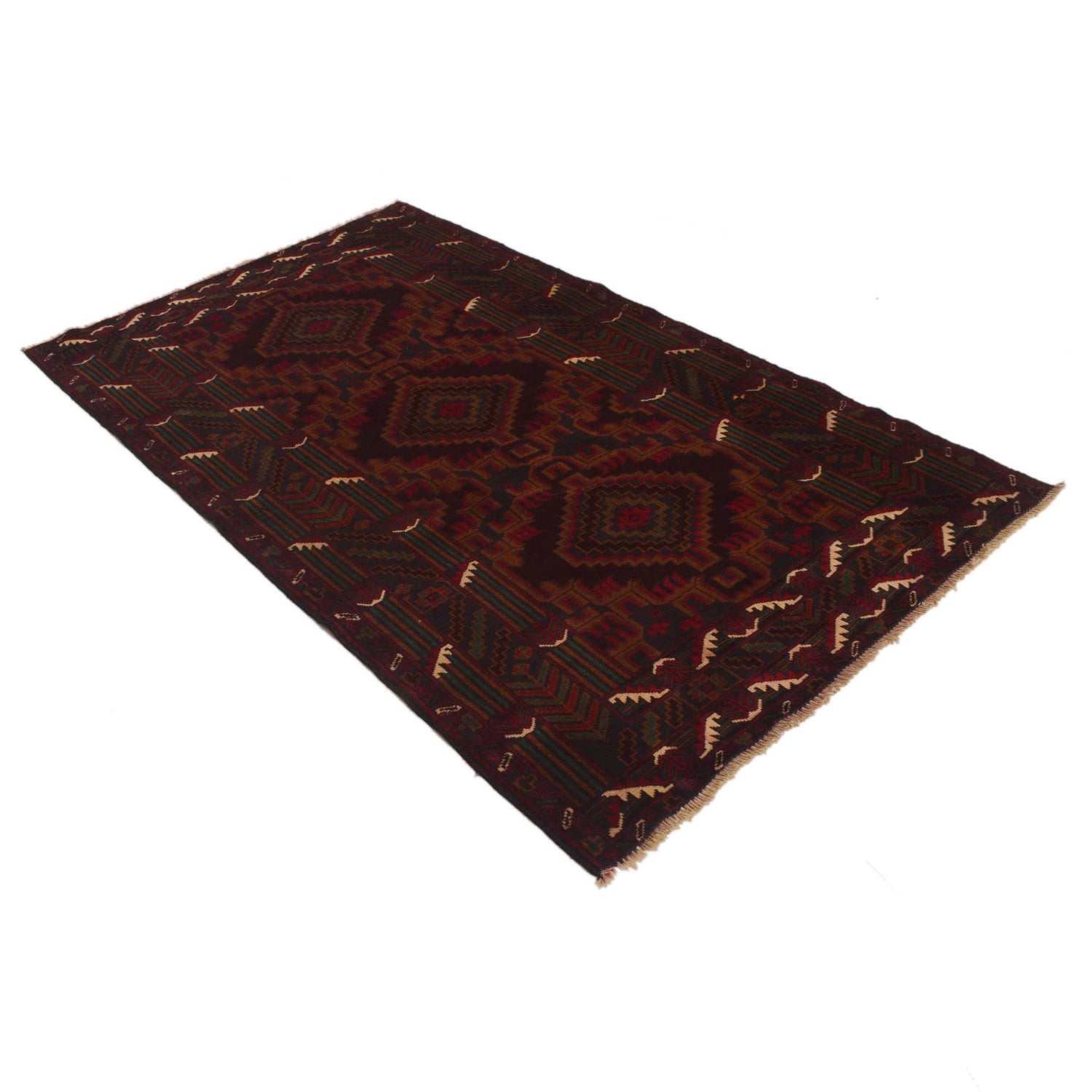 Baluchi Rug Handmade Multi Geometric 4x6 ft