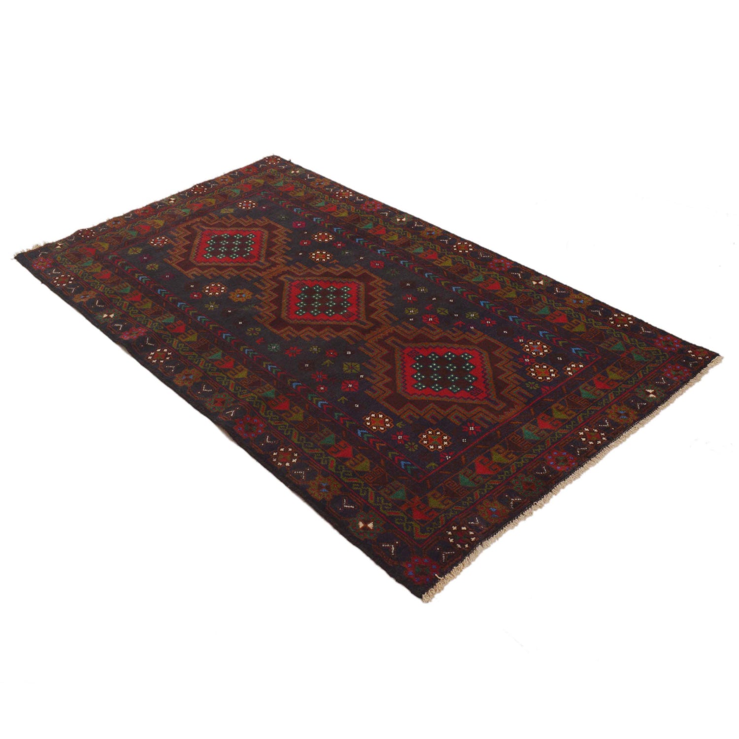 Baluchi Rug Handmade Multi Geometric 4x6 ft