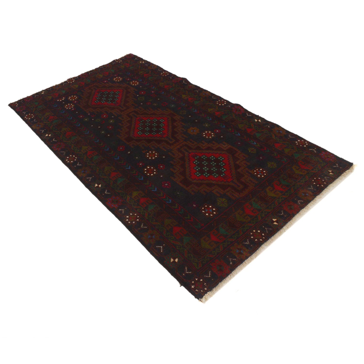 Baluchi Rug Handmade Multi Geometric 4x6 ft