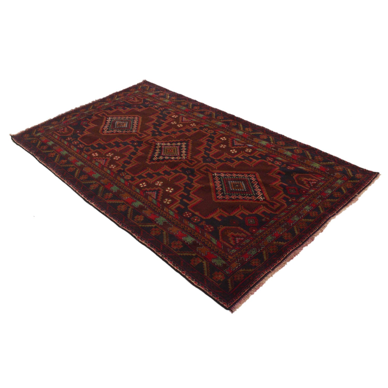 Baluchi Rug Handmade Multi Geometric 4x6 ft