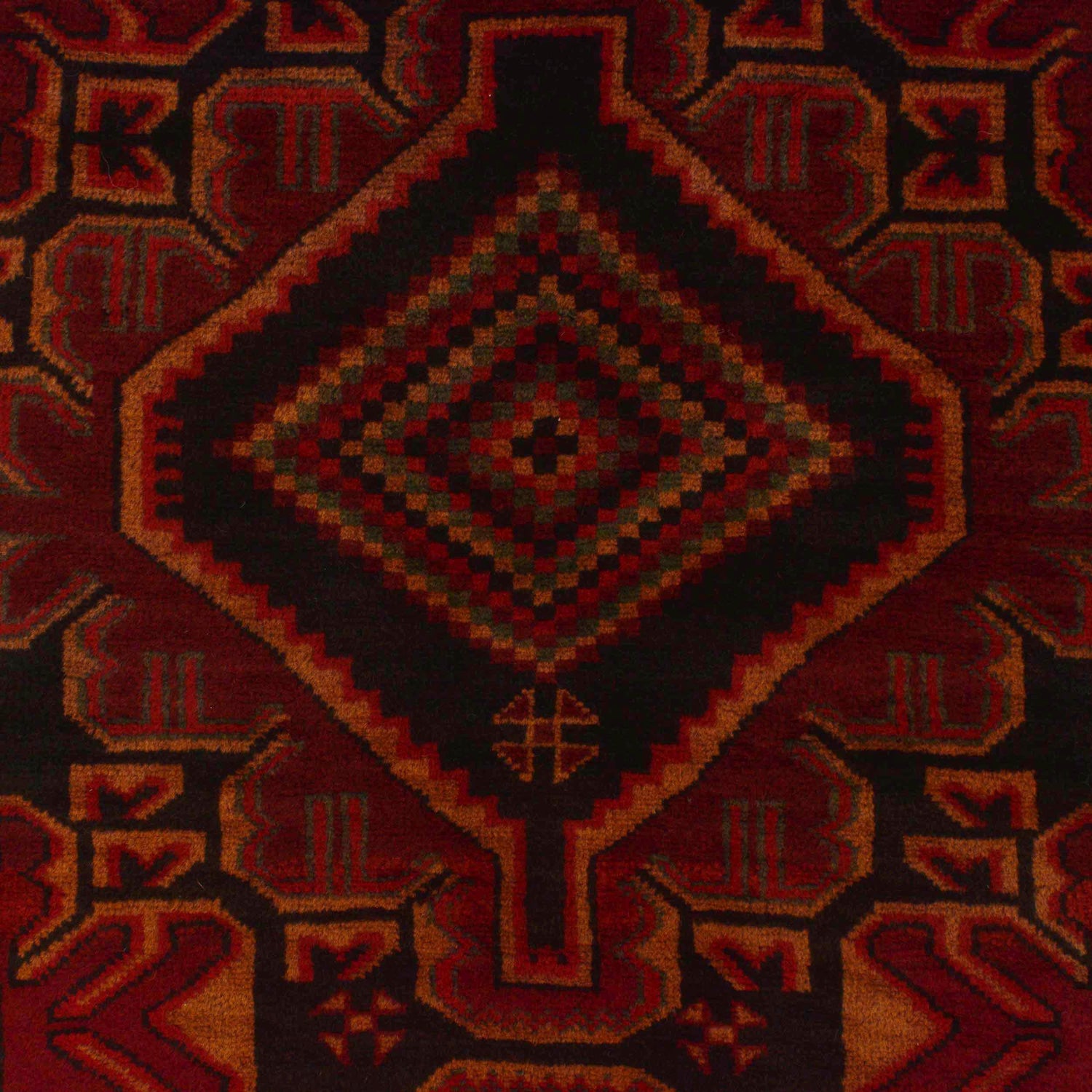 Baluchi Rug Handmade Red Geometric 4x6 ft