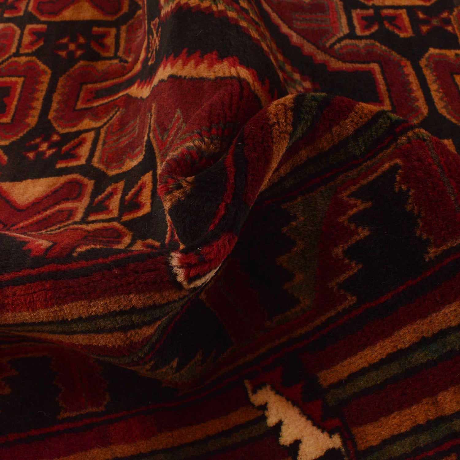 Baluchi Rug Handmade Red Geometric 4x6 ft