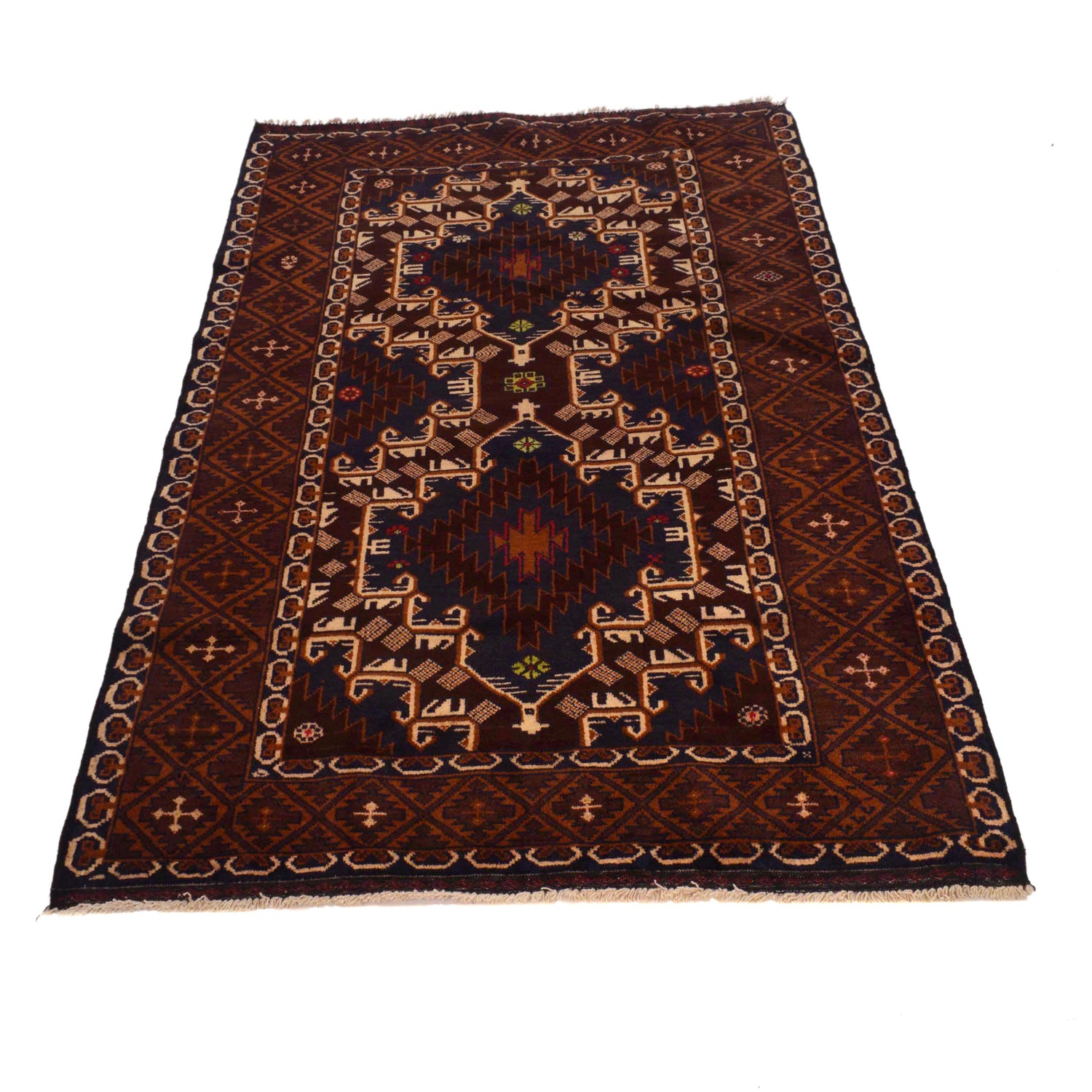 Baluchi Rug Handmade Multi Geometric 4x6 ft