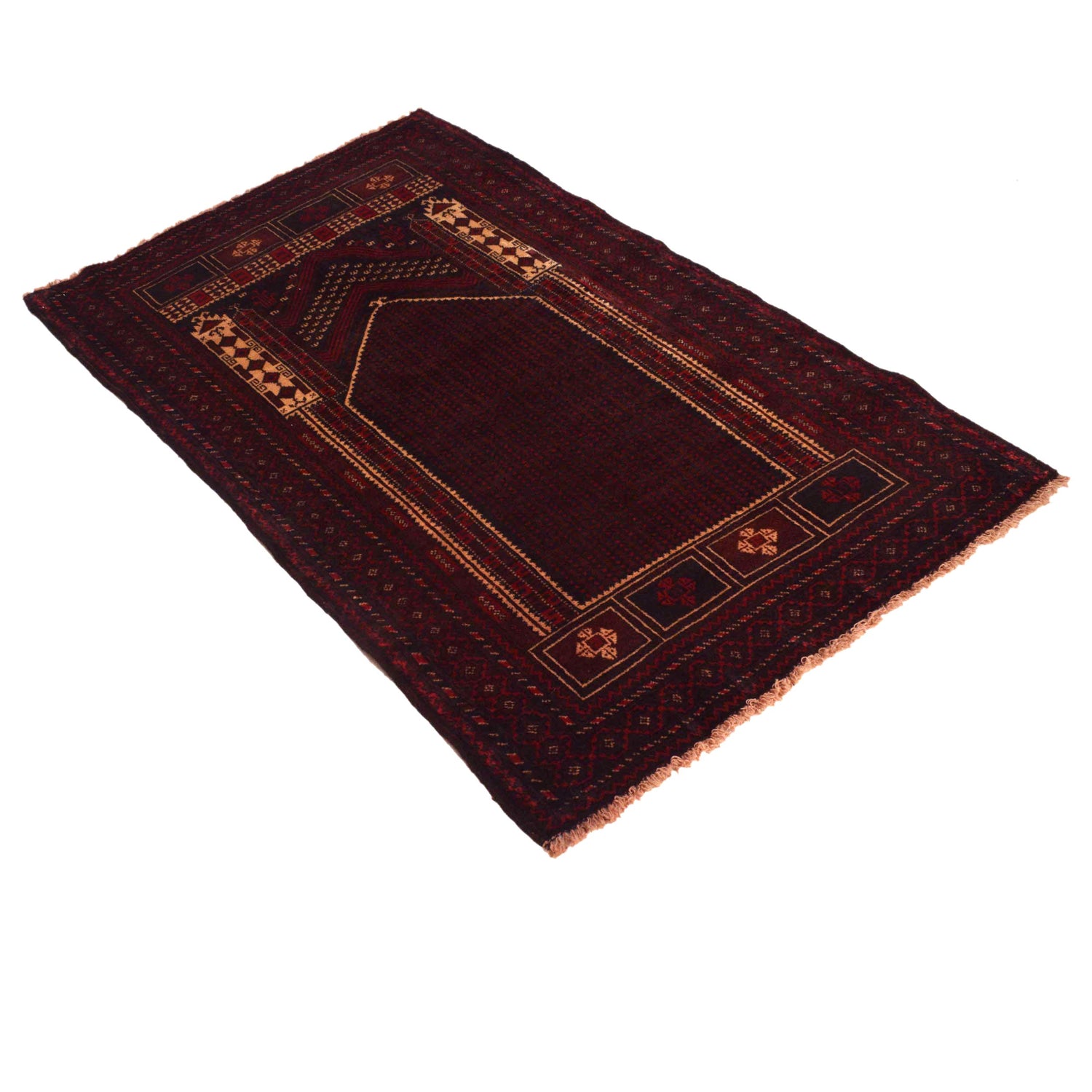 Baluchi Rug Handmade Multi Prayer Design 3x5 ft