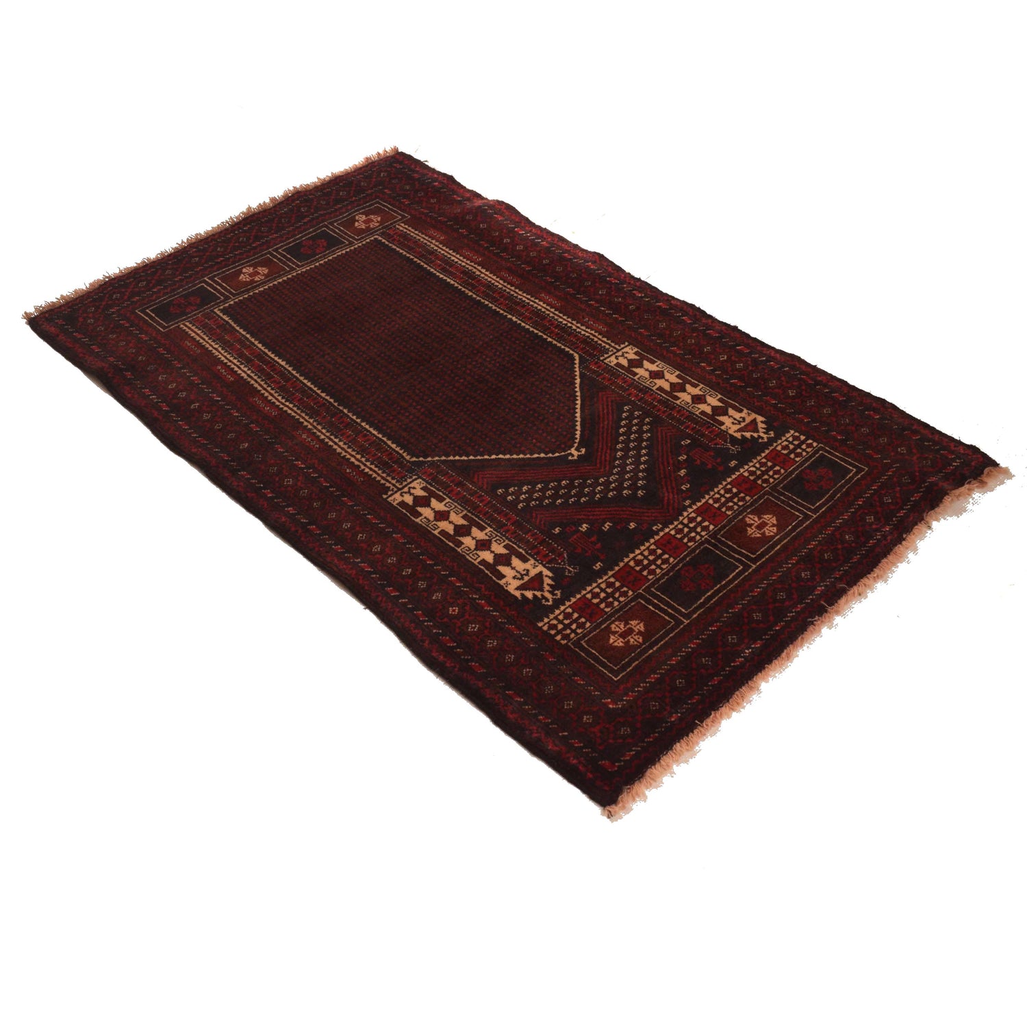 Baluchi Rug Handmade Multi Prayer Design 3x5 ft