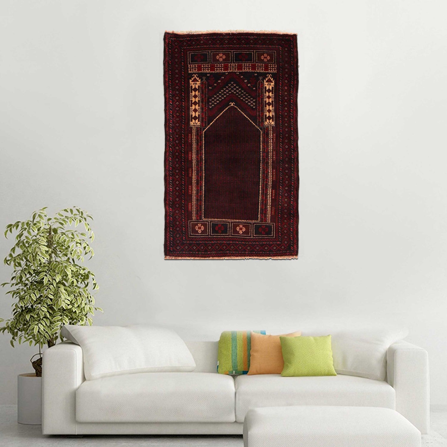 Baluchi Rug Handmade Multi Prayer Design 3x5 ft
