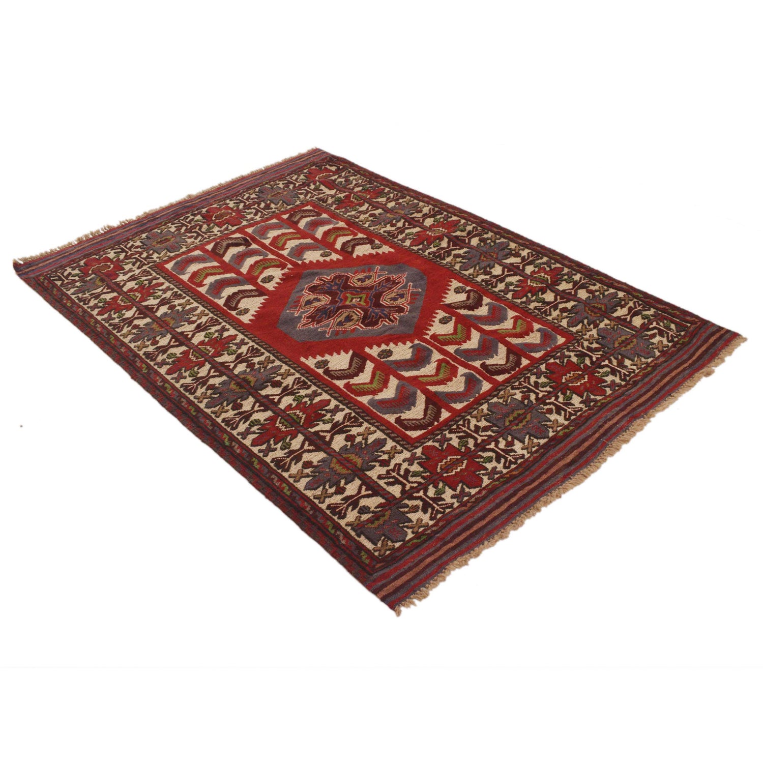 Barjasta Area Rug Handmade Multi Floral 4x6 ft