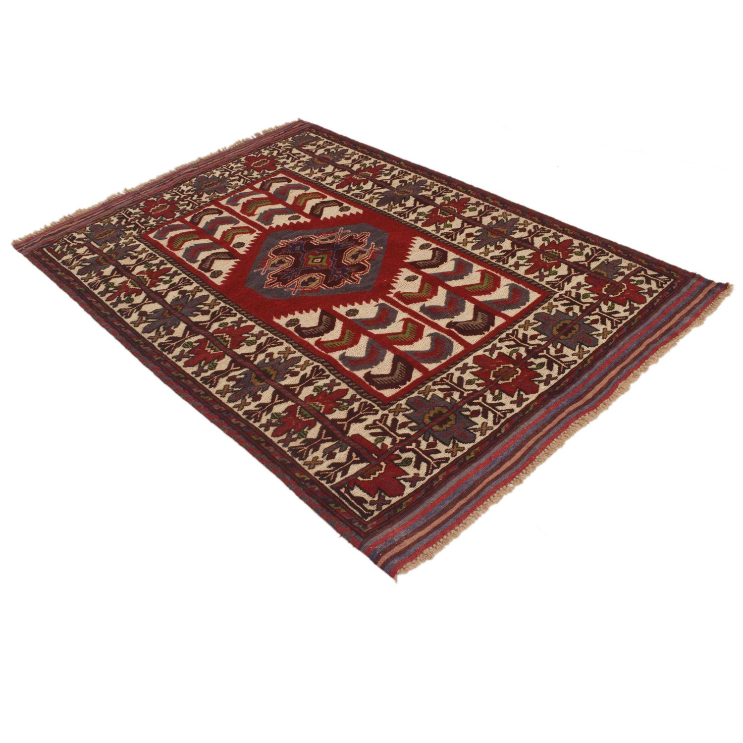 Barjasta Area Rug Handmade Multi Floral 4x6 ft