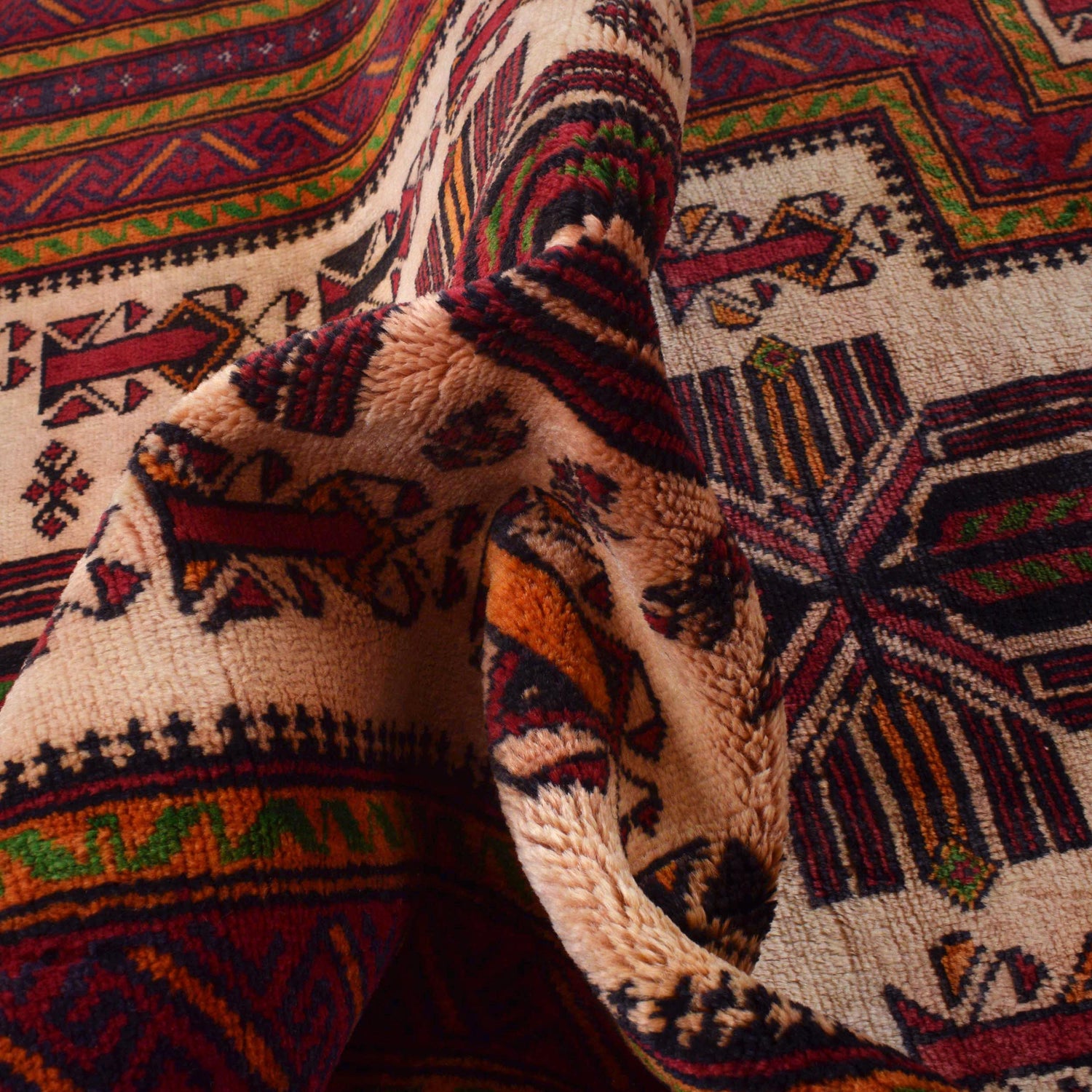Baluchi Rug Handmade Beige Prayer Design 3x5 ft