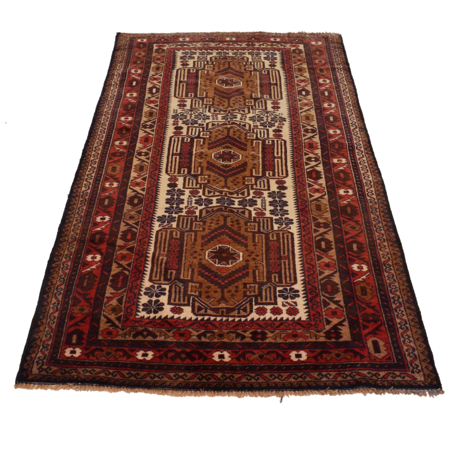 Baluchi Rug Handmade Multi Geometric 4x6 ft