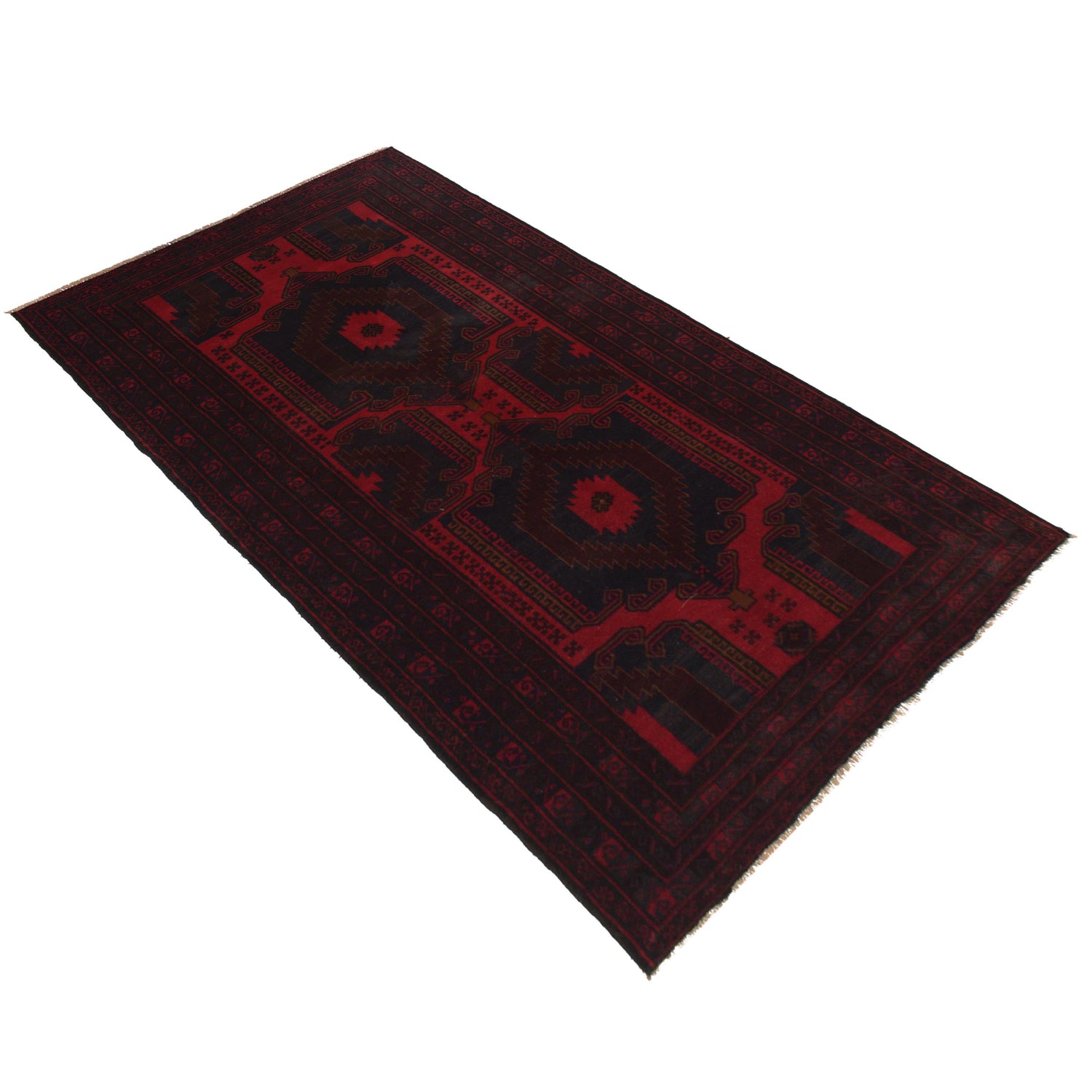 Baluchi Rug Handmade Red Geometric 5x8 ft
