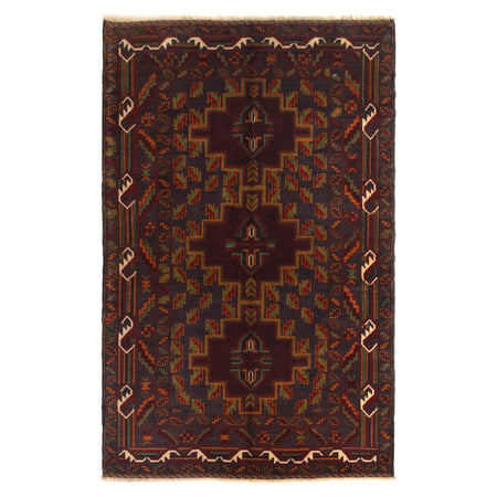 Baluchi Rug Handmade Multi Geometric 4x6 ft