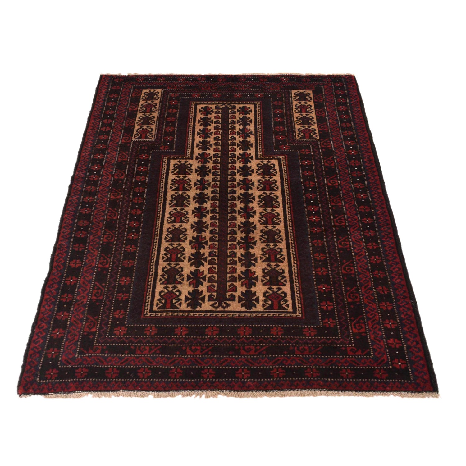 Baluchi Rug Handmade Multi Prayer Design 2x4 ft