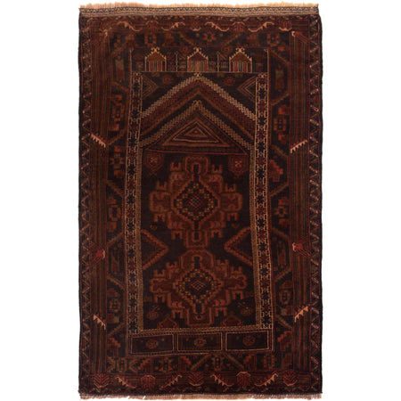 Baluchi Rug Handmade Multi Prayer Design 3x5 ft