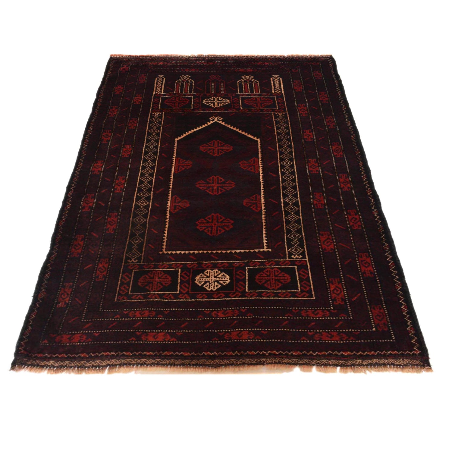 Baluchi Rug Handmade Multi Prayer Design 3x5 ft