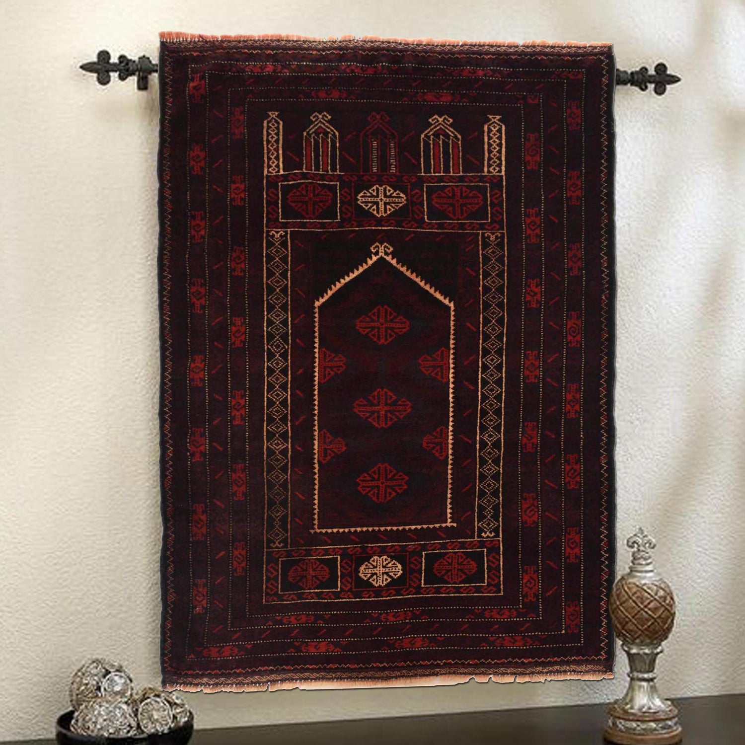 Baluchi Rug Handmade Multi Prayer Design 3x5 ft