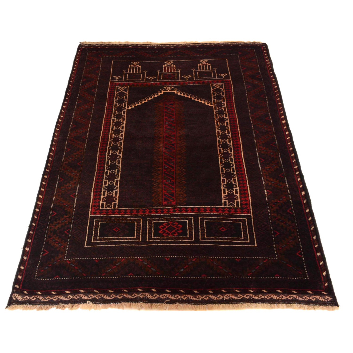 Baluchi Rug Handmade Multi Prayer Design 2x4 ft