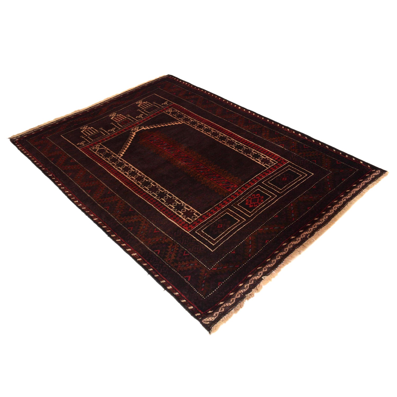 Baluchi Rug Handmade Multi Prayer Design 2x4 ft