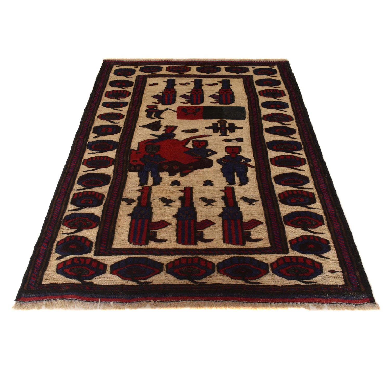 Pictorial Rug Handmade Multi Design