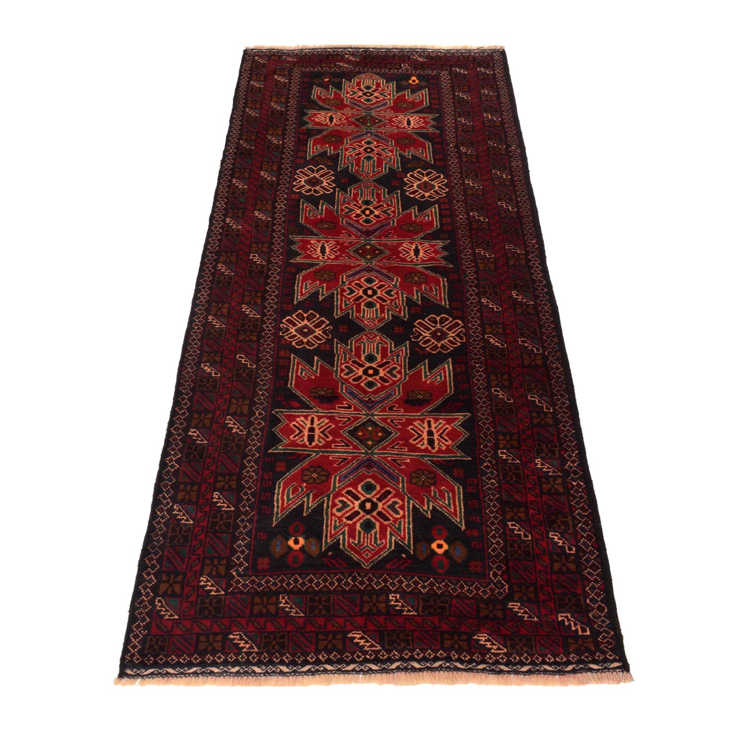 Baluchi Runner Rug Handmade Red 6' Runner