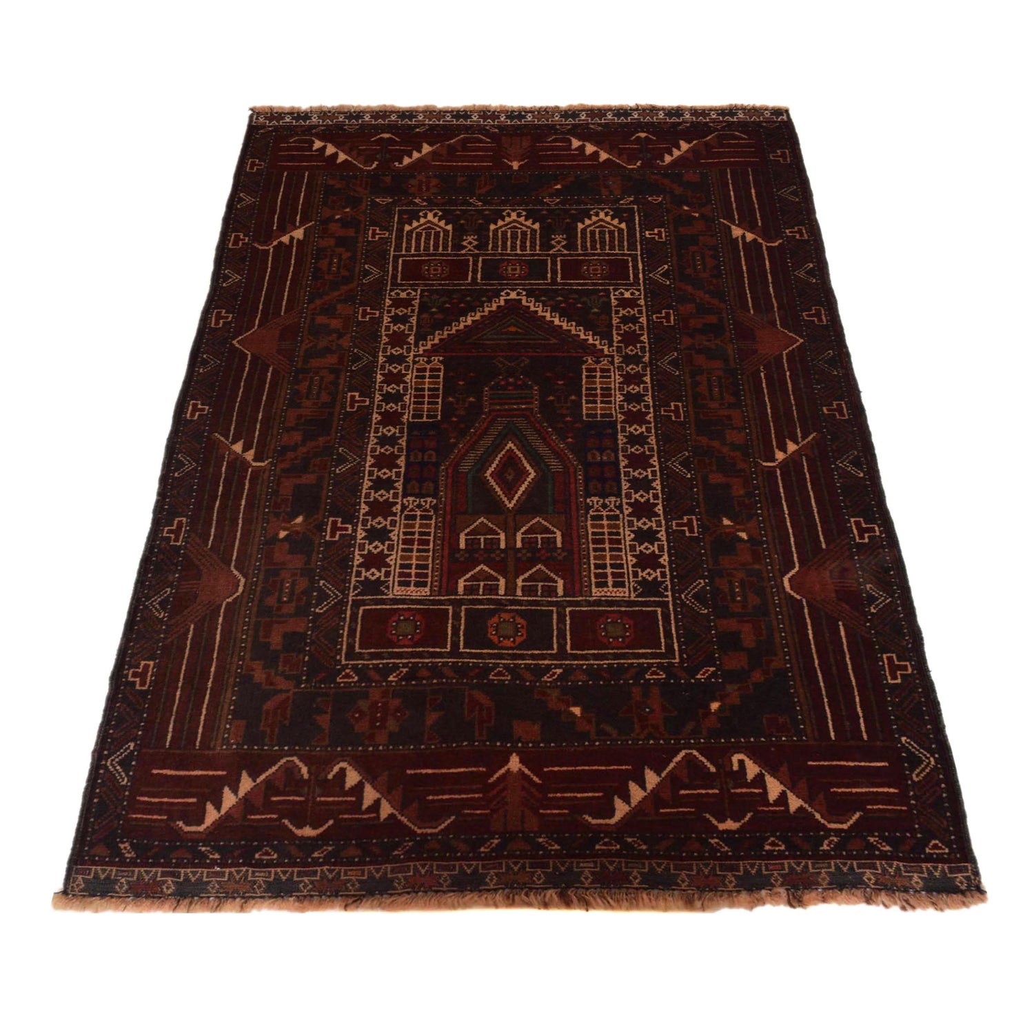 Baluchi Rug Handmade Multi Prayer Design 3x5 ft