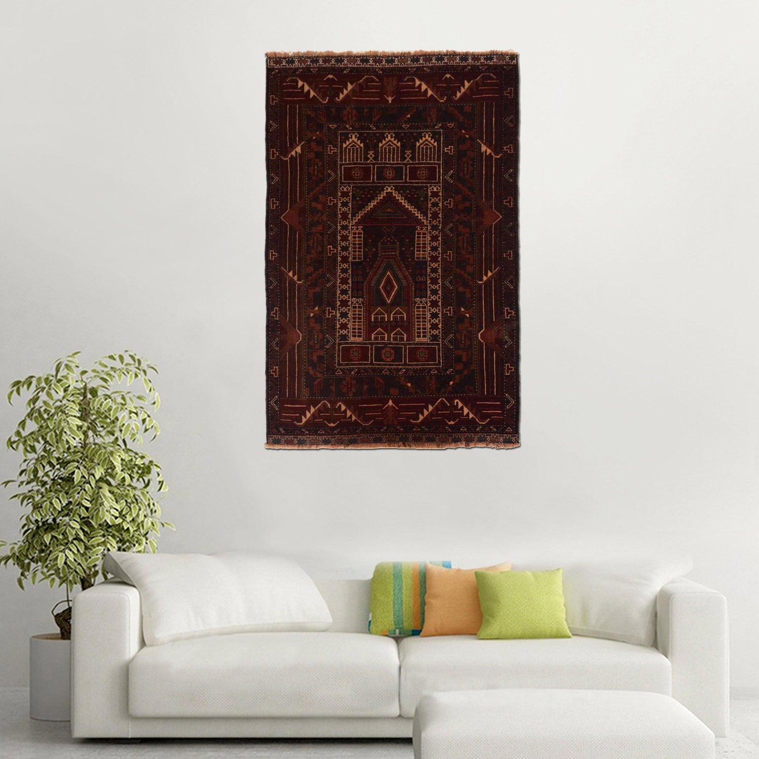Baluchi Rug Handmade Multi Prayer Design 3x5 ft