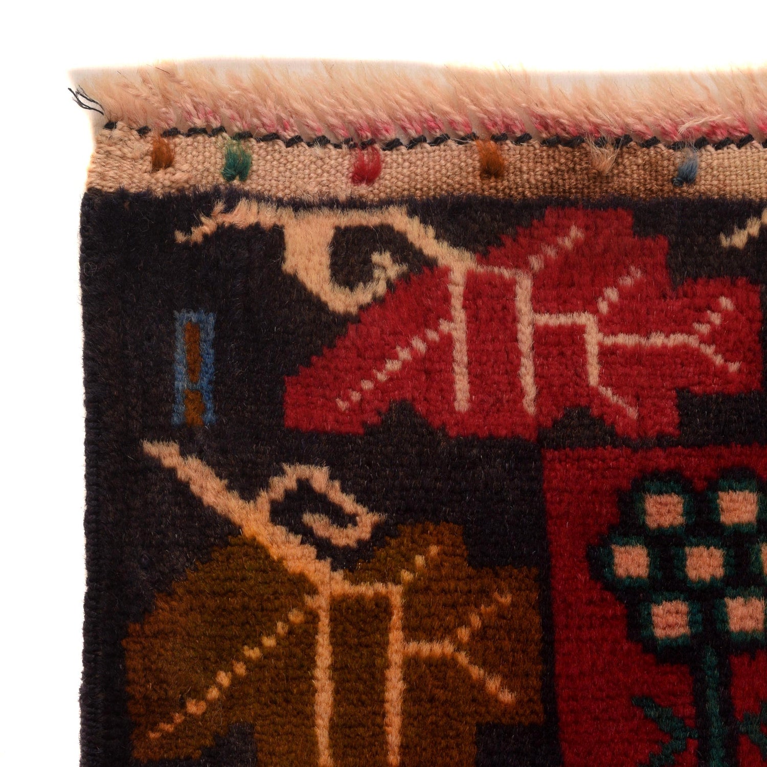 Baluchi Rug Handmade Red Geometric 2x4 ft