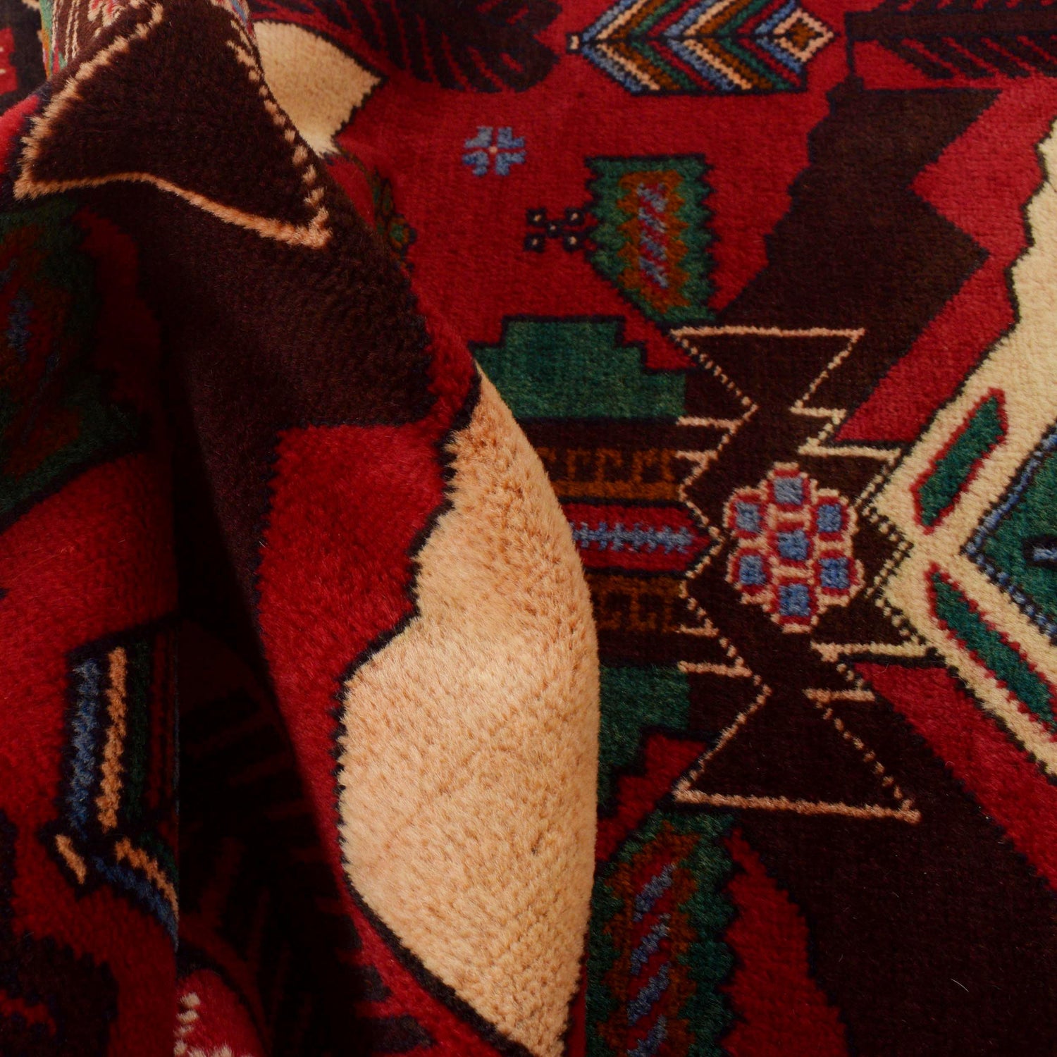 Baluchi Rug Handmade Red Geometric 2x4 ft