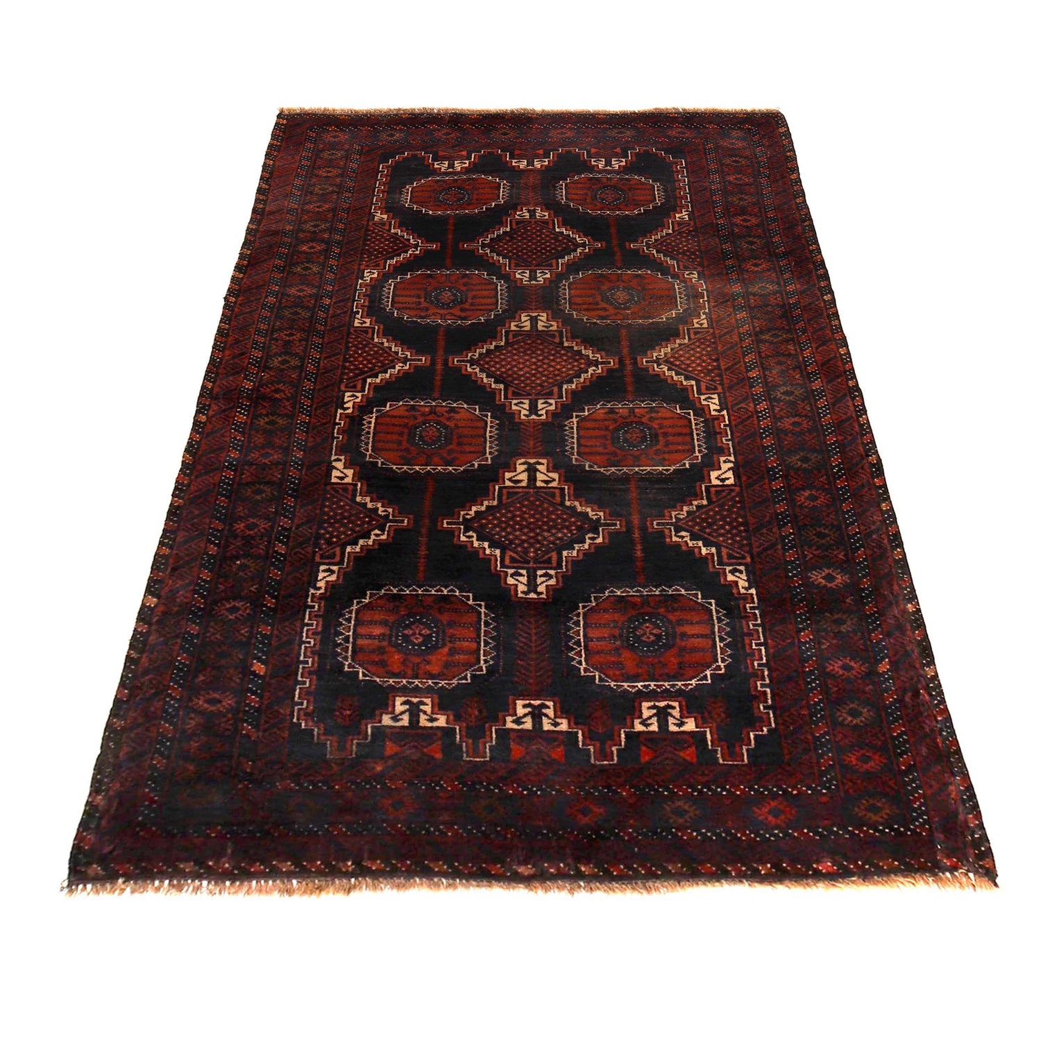 Baluchi Rug Handmade Multi Geometric 4x6 ft