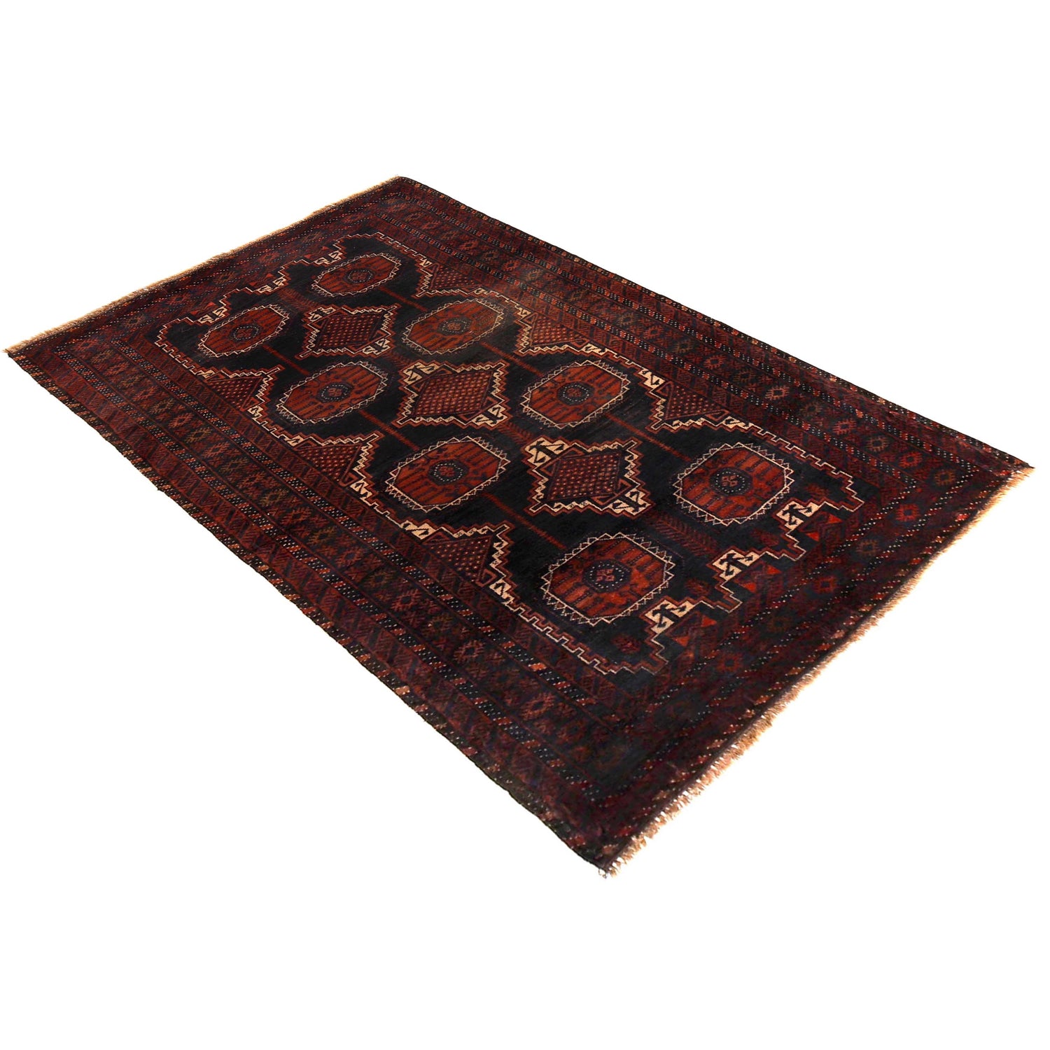 Baluchi Rug Handmade Multi Geometric 4x6 ft